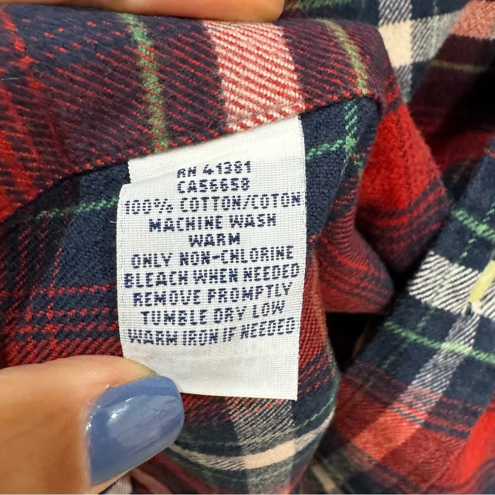 Ralph Lauren Vintage Red and Blue Plaid Flannel Button Down Shirt XXL - Picture 4 of 6